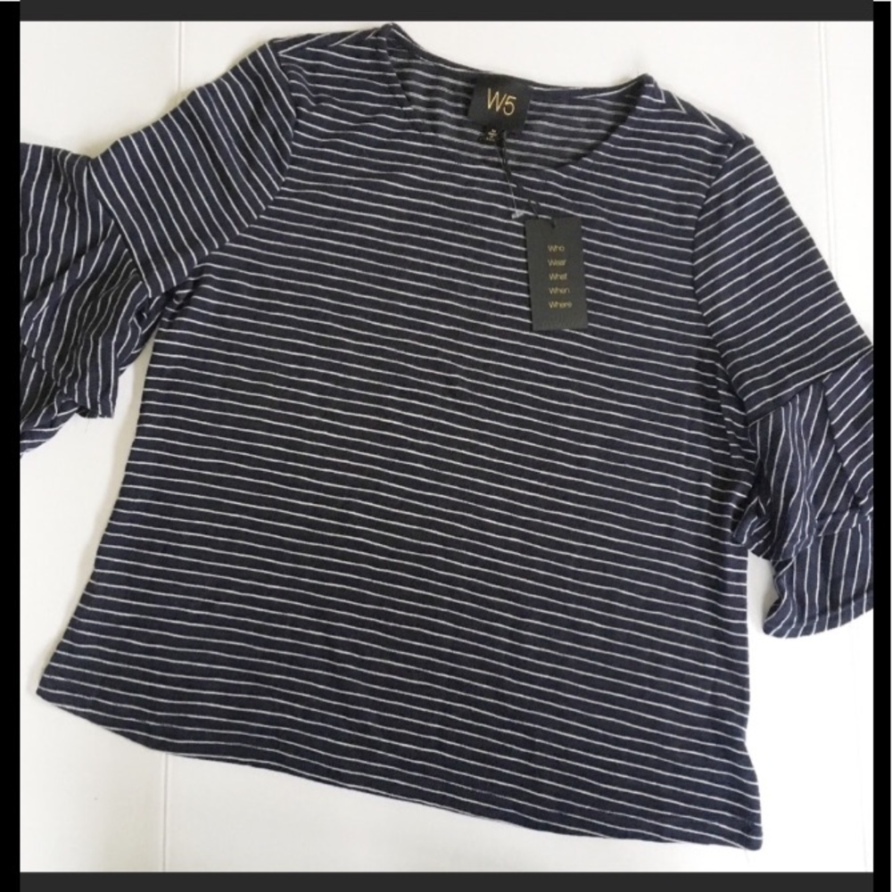 NWT Anthropologie Knit Striped Ruffle-sleeve Top😍